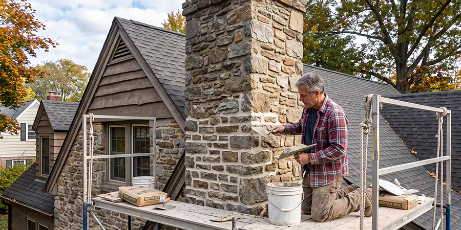 Tuckpointing Stone Chimney Lakewood