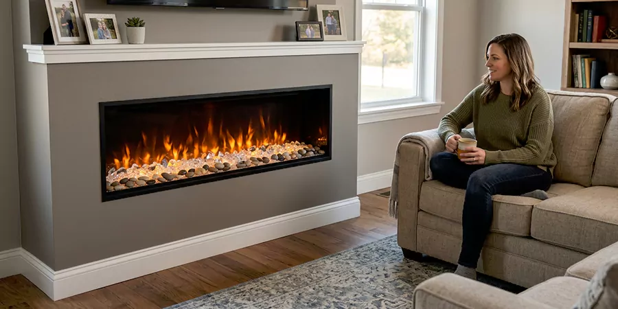 Electric Fireplace With Crystal and Pebble Embers Lakewood