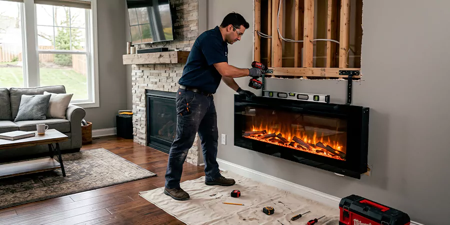 Fake Fireplace and Faux Insert Installation Lakewood