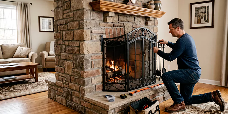 Custom and Decorative Fireplace Screen Installation Lakewood